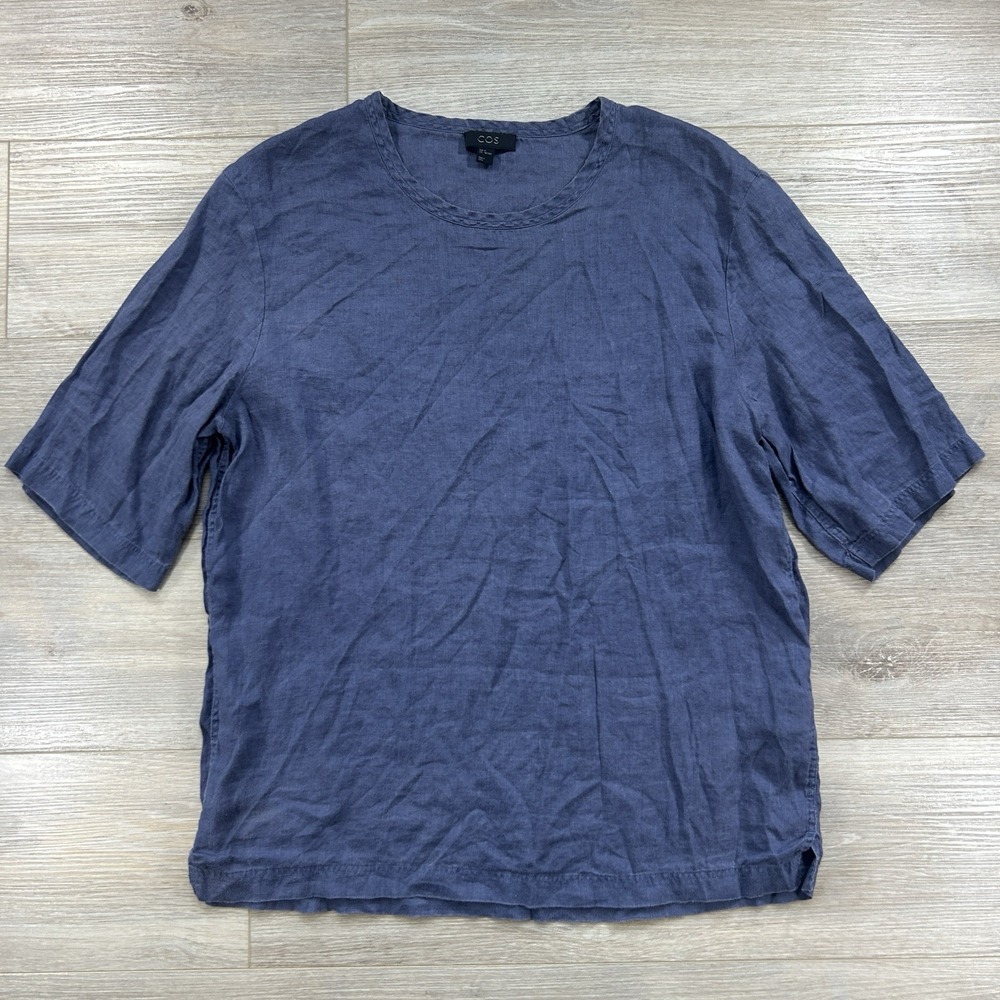 COS Relaxed Men's Medium 100% Hemp Camp Style Smoky Blue Shirt